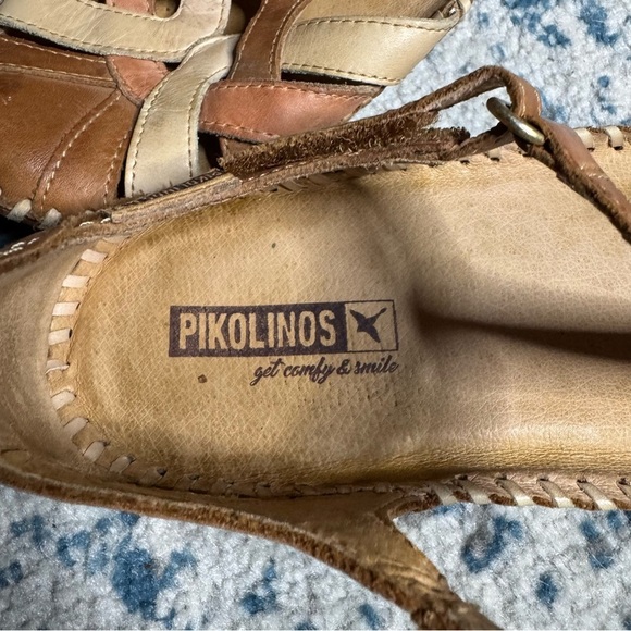Pikolinos Sandals Womens 40 P. Vallarta T Straps Brown Leather Casual Brandy - Picture 5 of 8